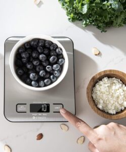 Meal planning is easier using a digital food scale.