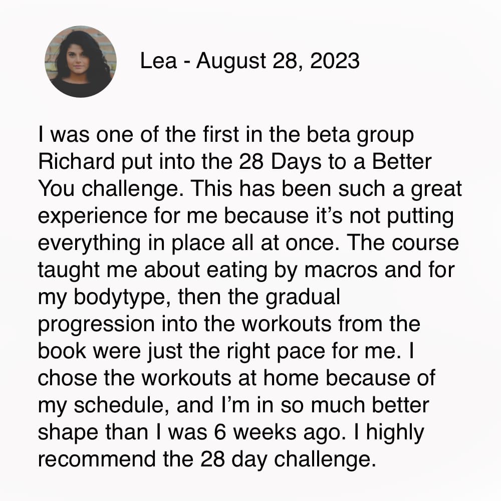 Lea - testimonial for the 28 day challenge workout program